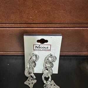 Nicole Silver Chain Earrings with Crystal Details
